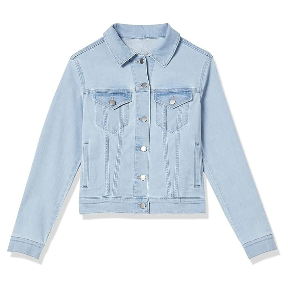 Women Classic Front Button with Pockets Denim Jacket