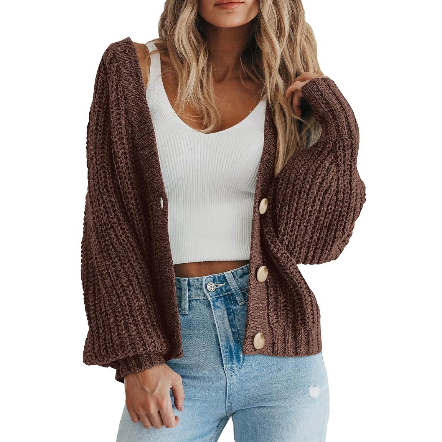 Casual Knit Open Front Cardigan Sweater For Women