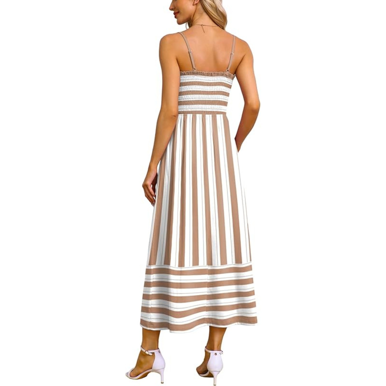 Summer Spring Casual Boho Beach Spaghetti Smocked Maxi For Women