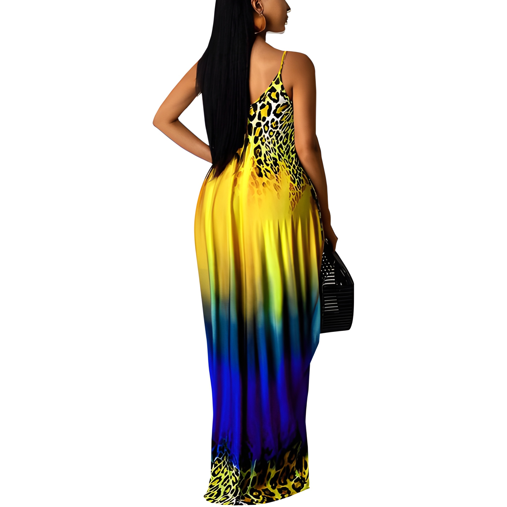 Women's Floral Print Sleeveless Maxi Dress With Pockets