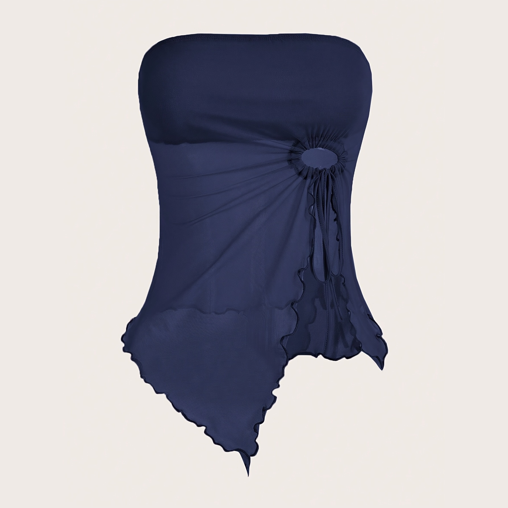 Casual Strapless Ruched Tassel Top For Women
