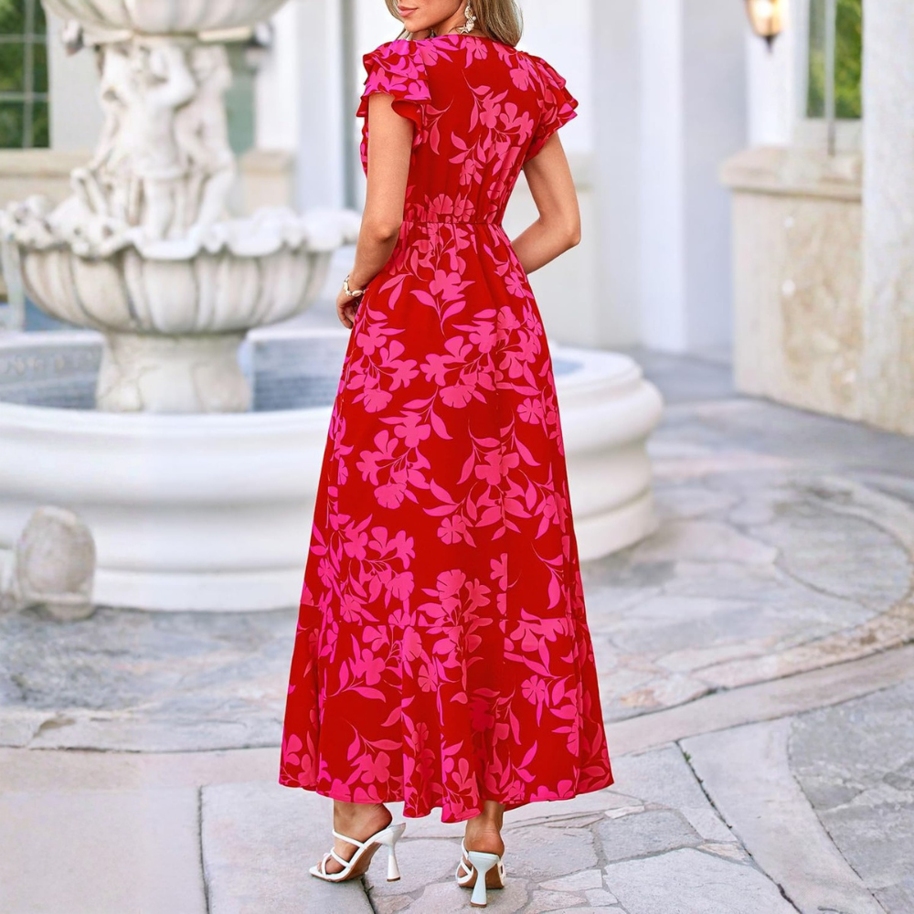Spring And Summer Boho Floral Ruffle Beach Maxi For Women
