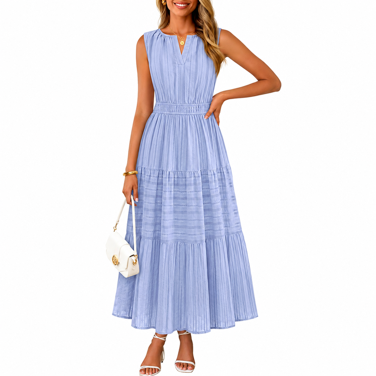 Summer Spring Casual Boho V Sleeveless Maxi Dress For Women