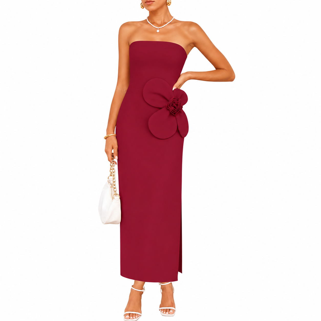 Summer And Strapless Ribbed Bodycon Floral Backless Cocktail For Women