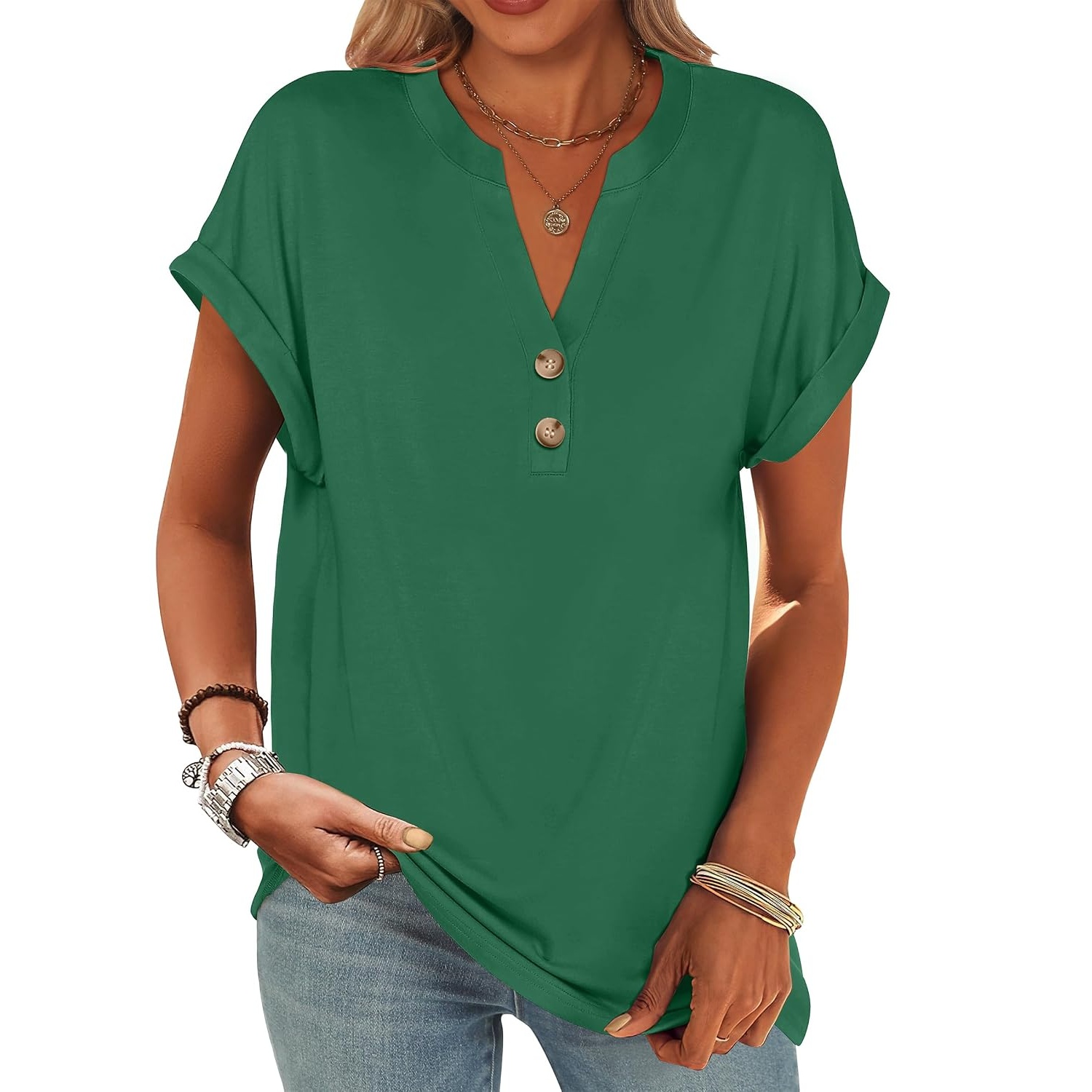 Summer Henley Casual Top For Women 