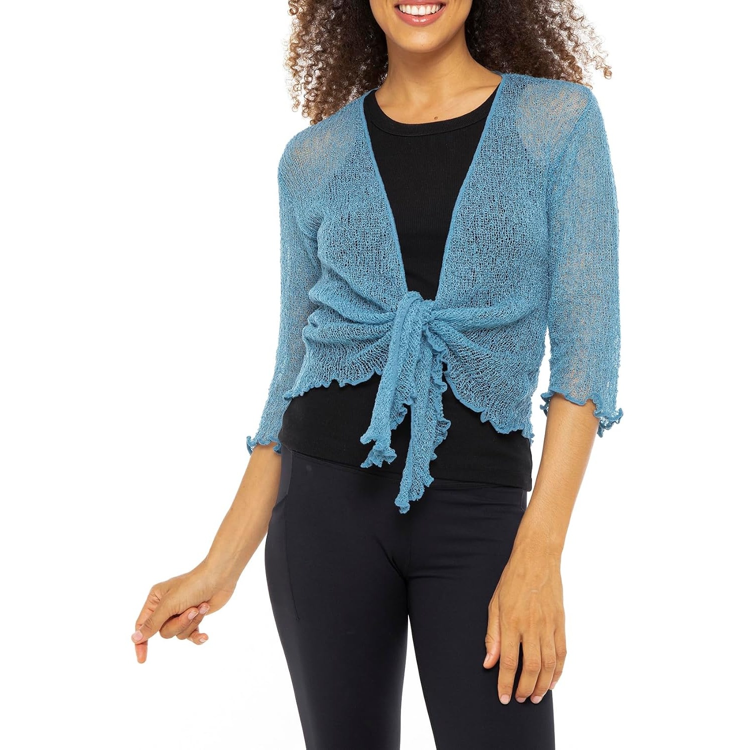 Lightweight Sheer Knit Tie-Front Cardigan for Women