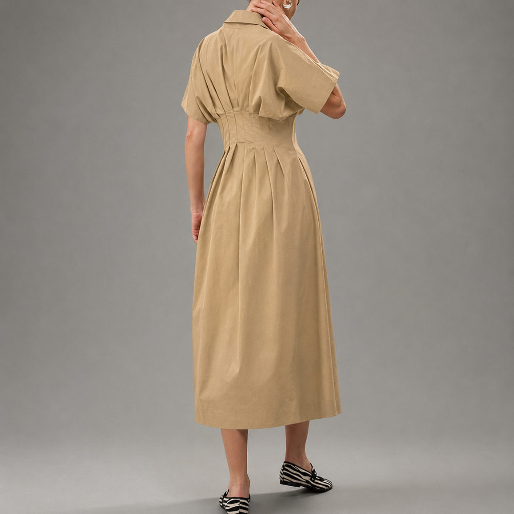 Button Front Maxi Shirt Dress With Pockets For Women