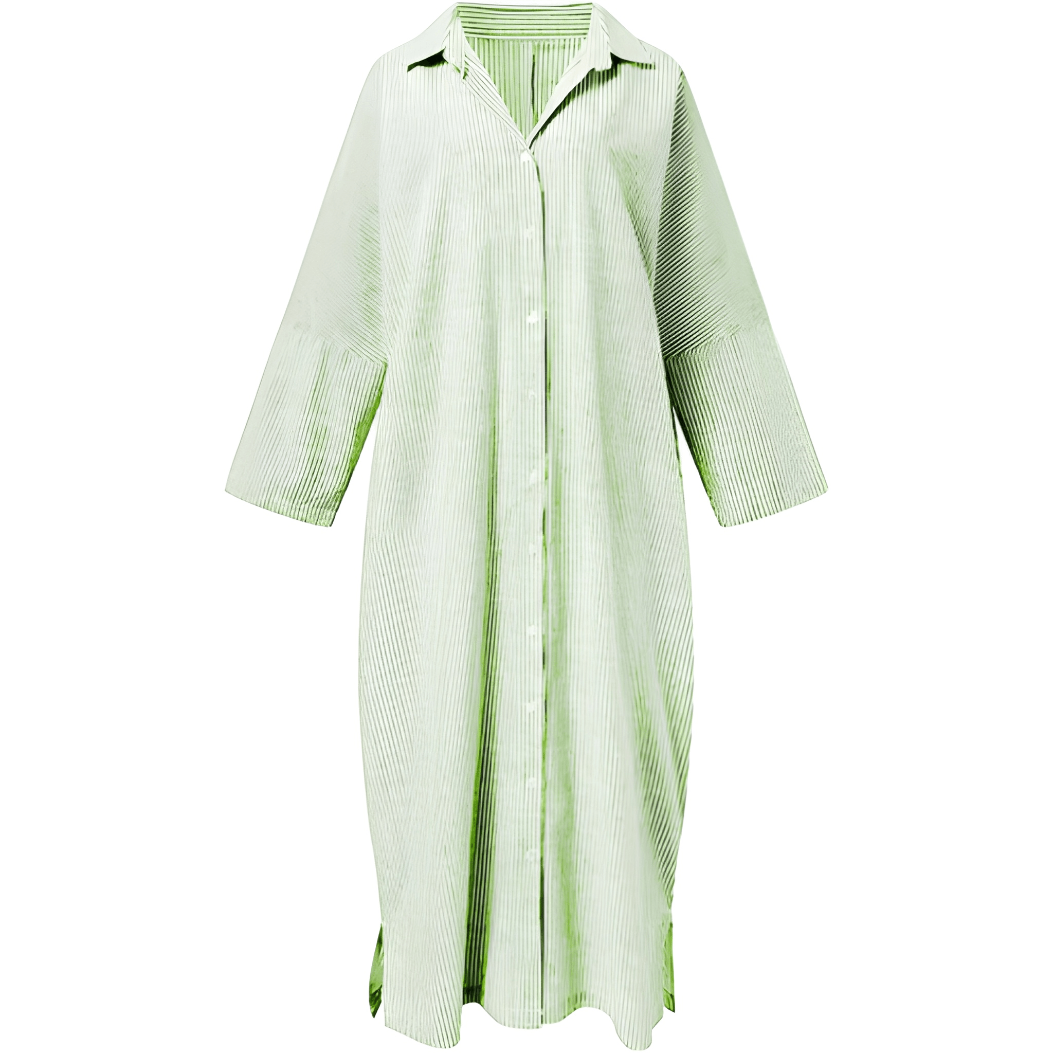 Striped Loose Cotton Maxi Shirt Dress for Women