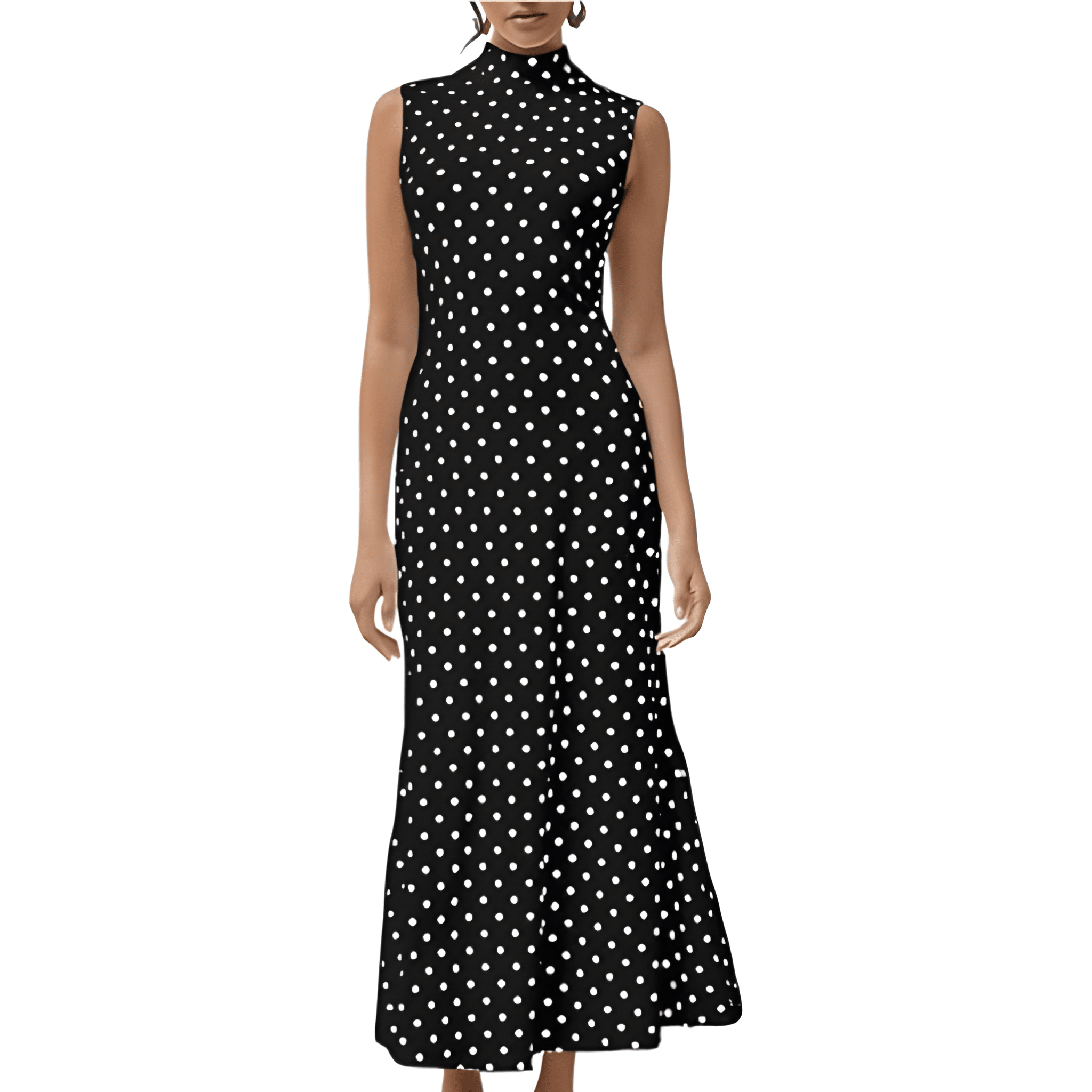 Vintage Themed Sleeveless Polka Dots Maxi Dresses For Women