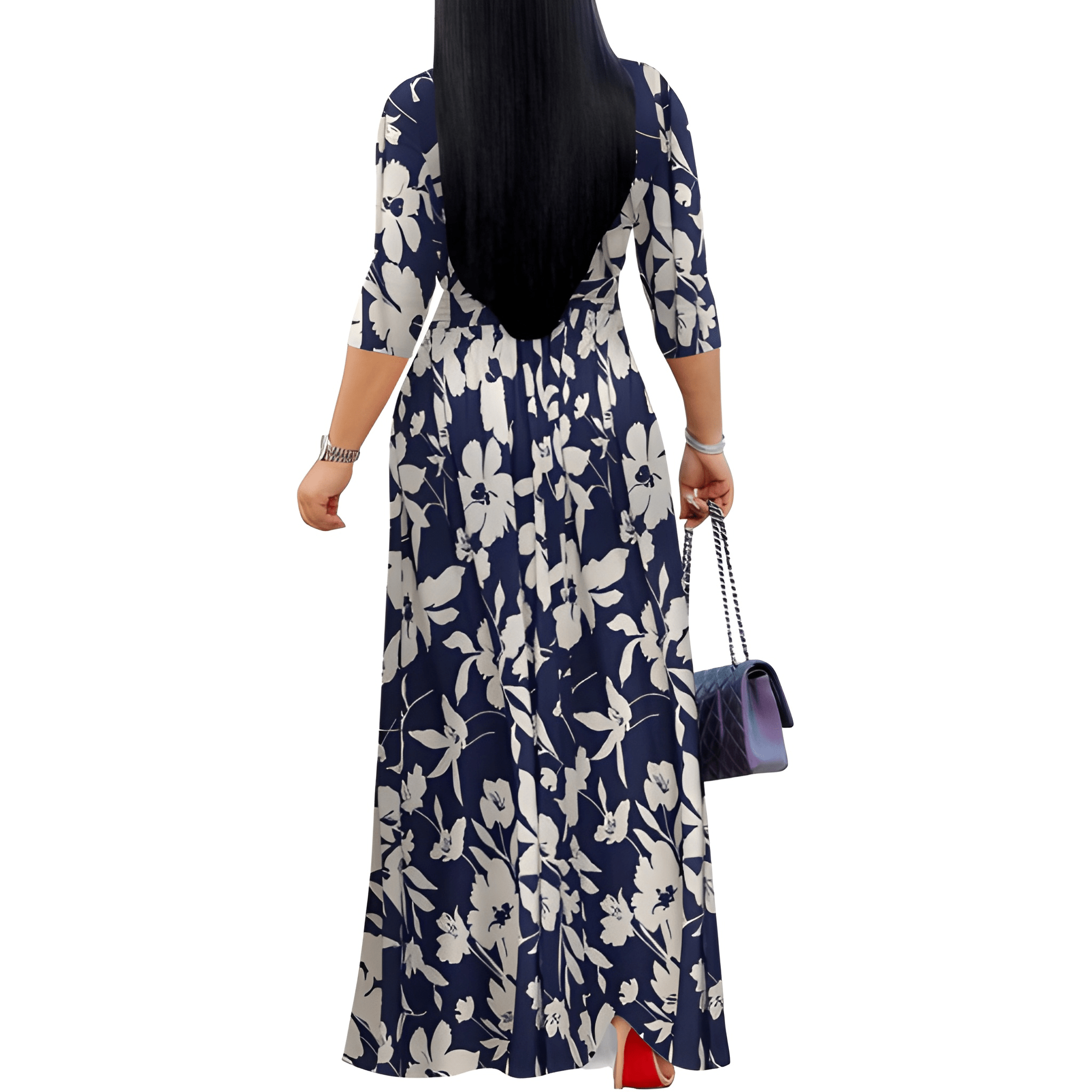 Casual And Summer V Neck Maxi Dress Pockets For Women