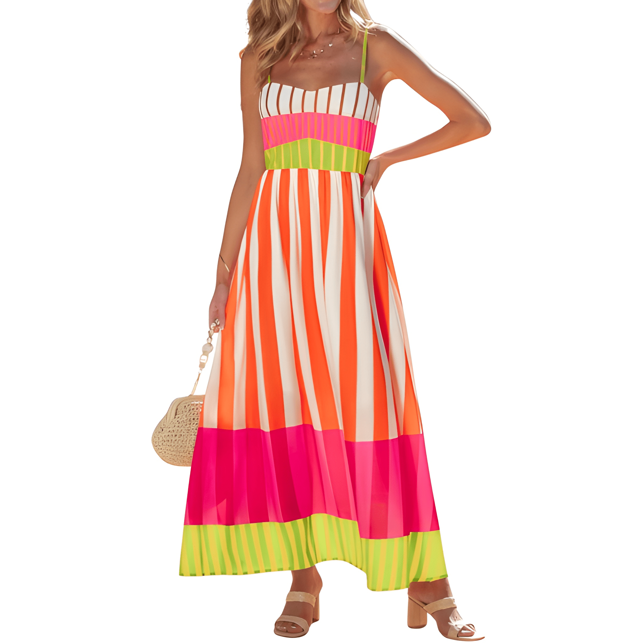 Summer Beach Boho Casual Spaghetti Strap Maxi Dress For Women