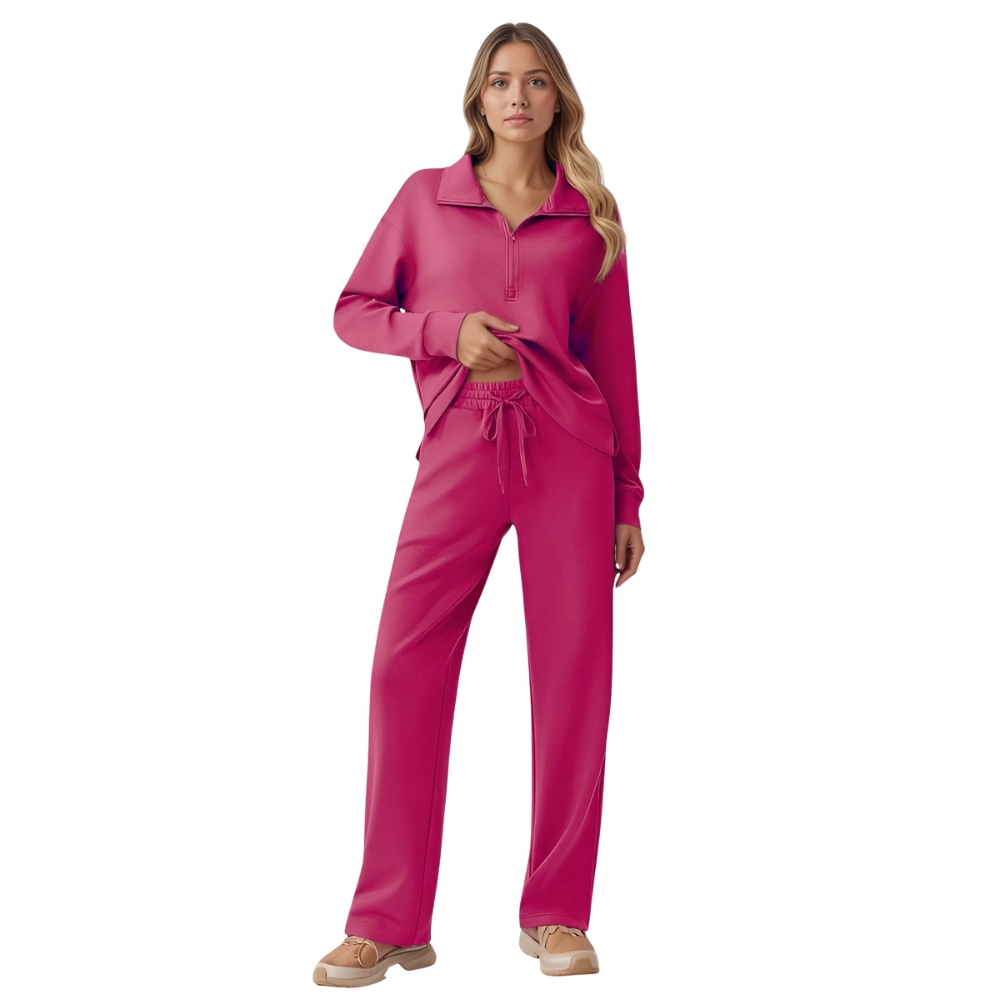 Two Piece Half Zip Sweatsuit With Loose Fit Outfit For Women