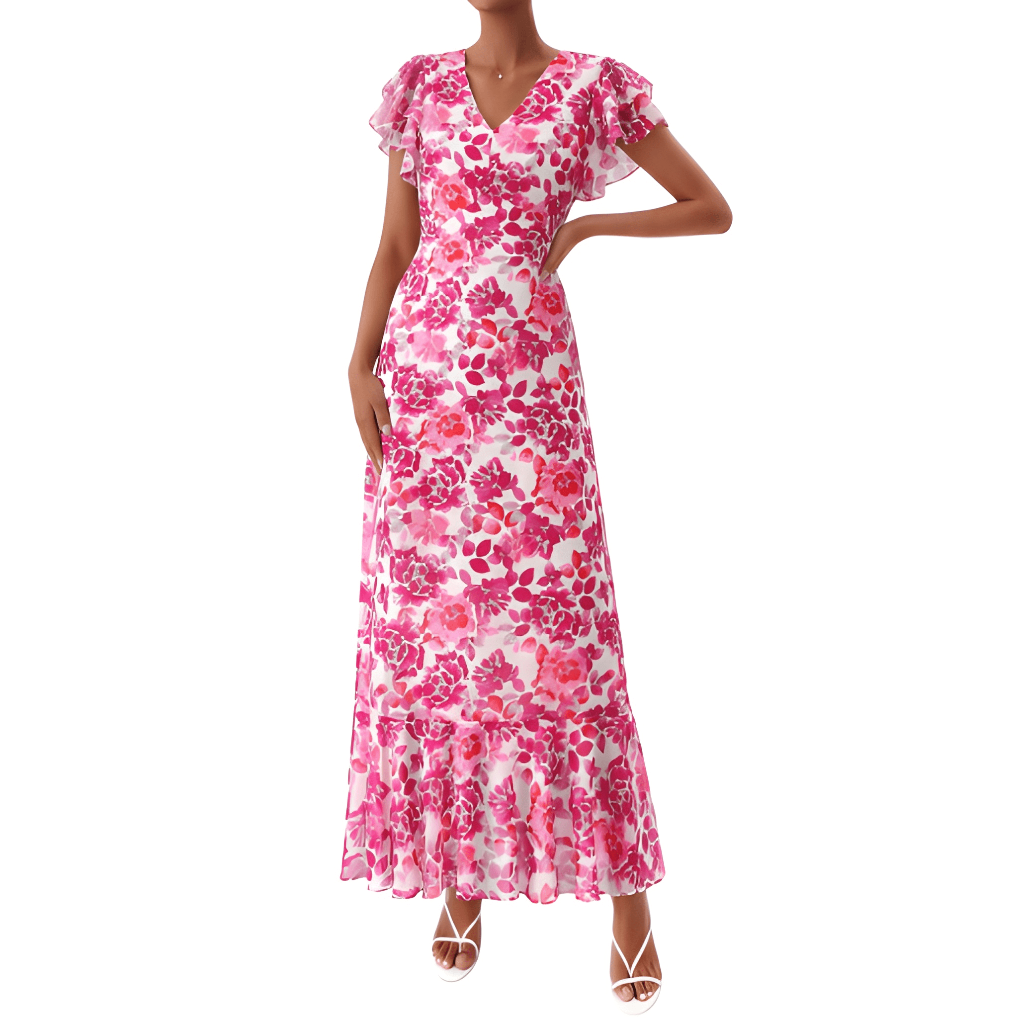 Spring And Summer Boho Floral Ruffle Beach Maxi For Women