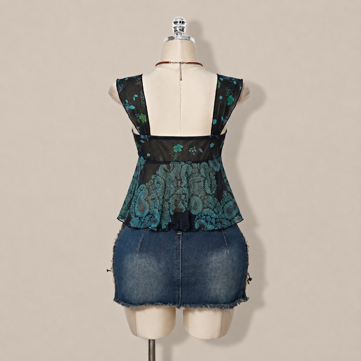 Asymmetrical Semi Sheer Mesh Sleeveless Camisole Top For Women