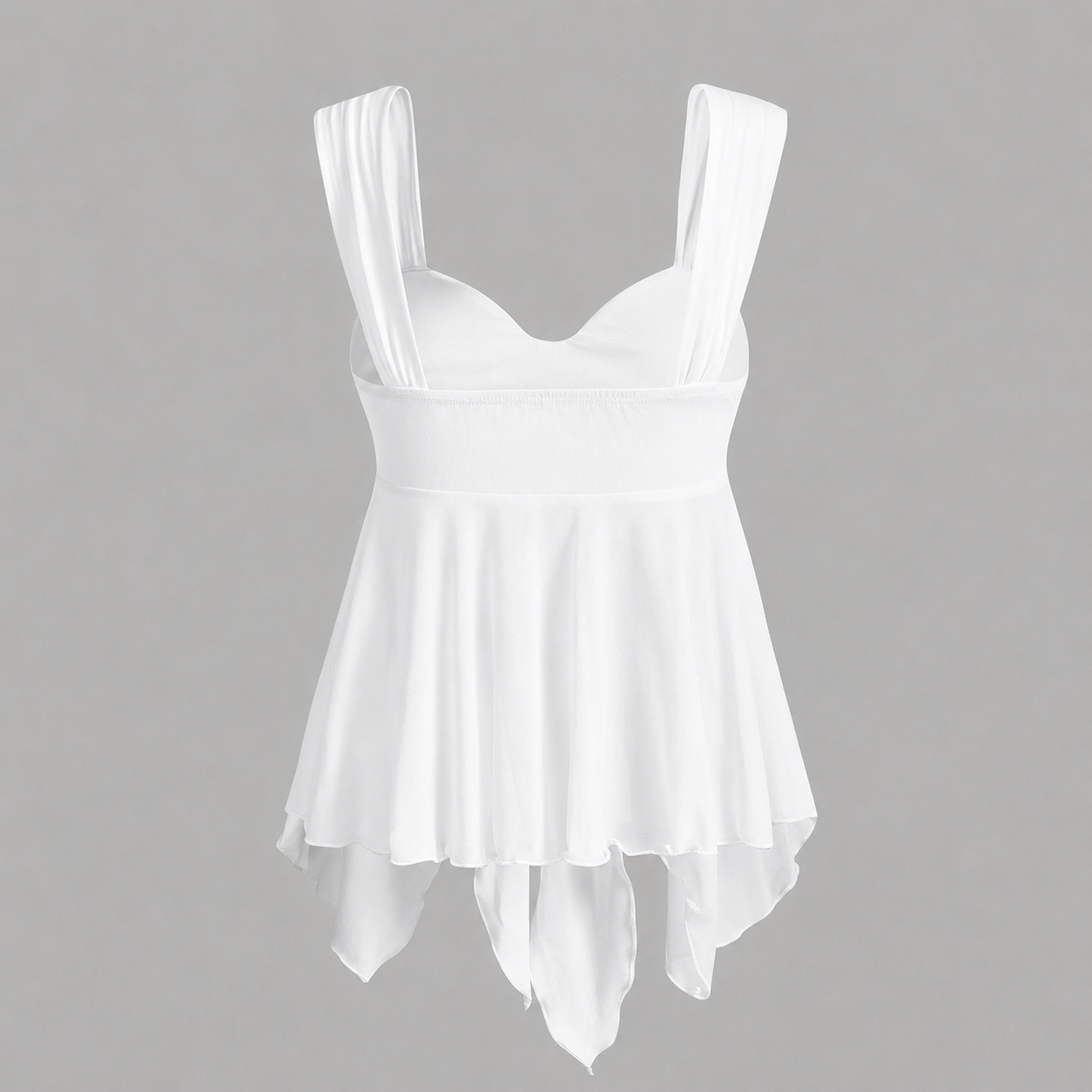 Asymmetrical Semi Sheer Mesh Sleeveless Camisole Top For Women