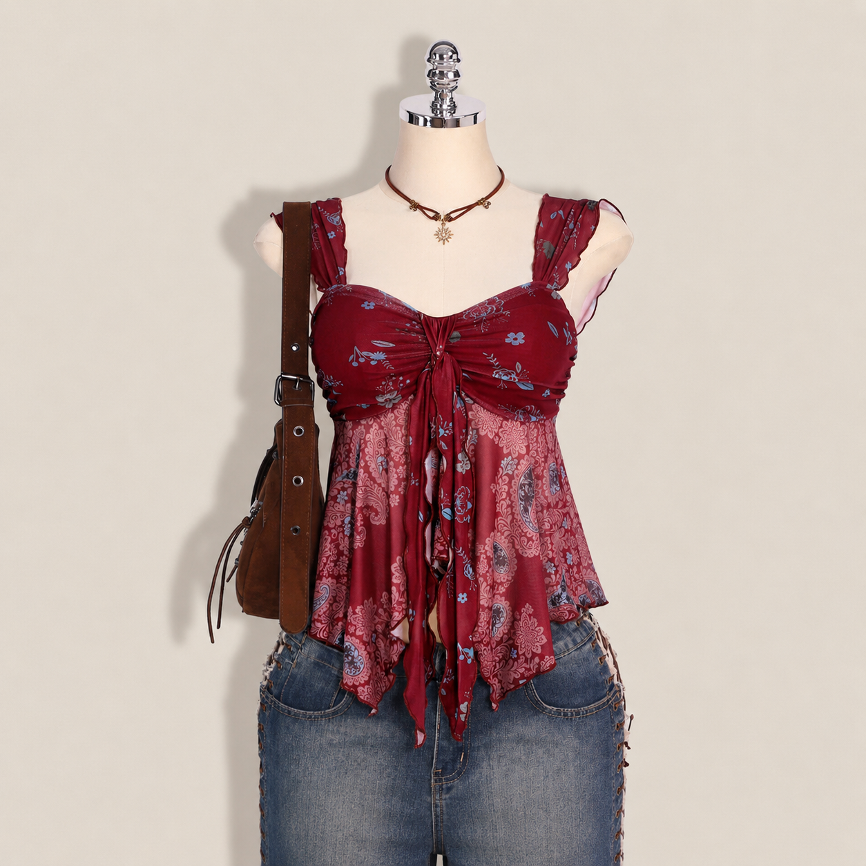 Asymmetrical Semi Sheer Mesh Sleeveless Camisole Top For Women