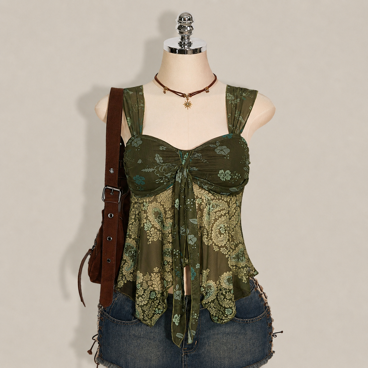 Asymmetrical Semi Sheer Mesh Sleeveless Camisole Top For Women
