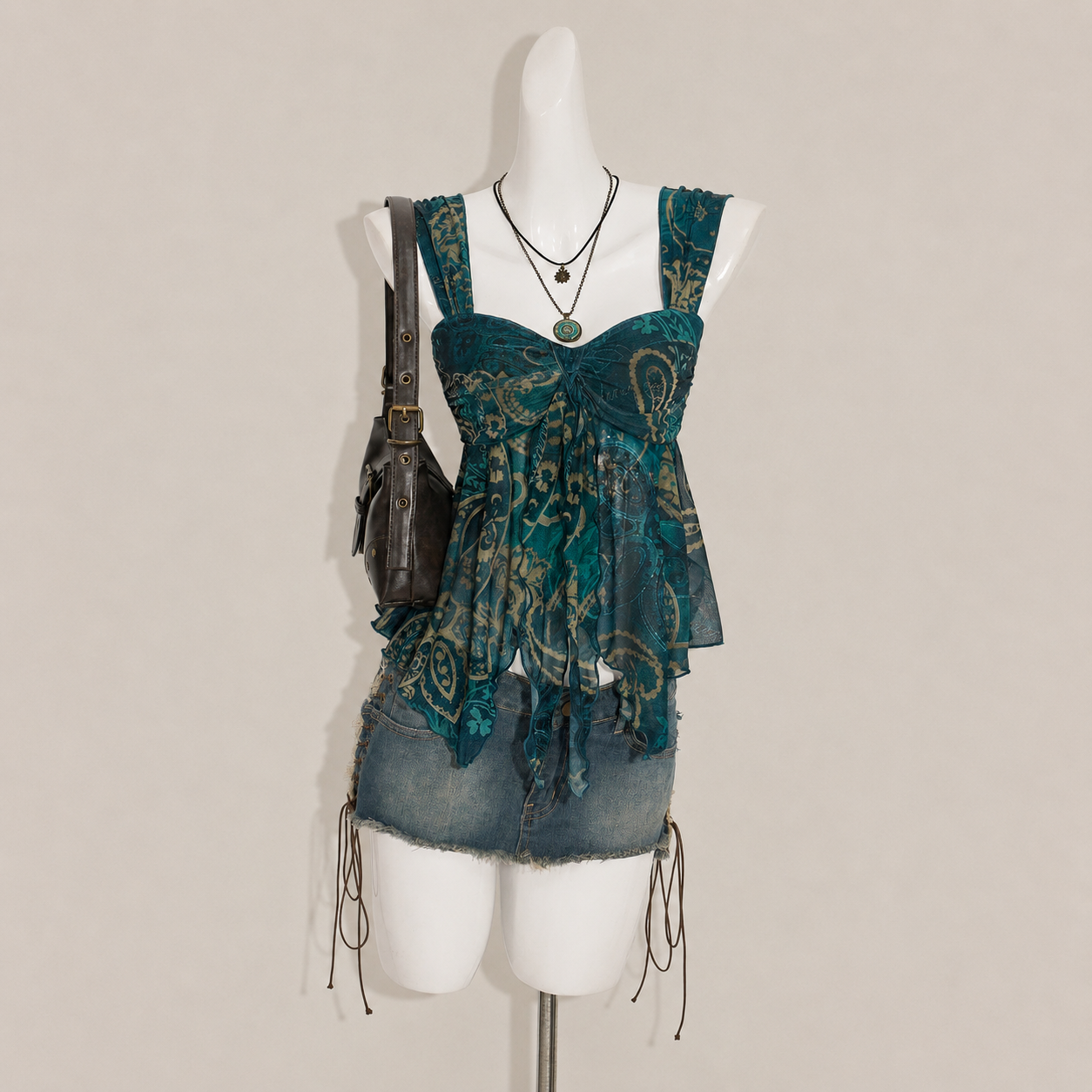 Asymmetrical Semi Sheer Mesh Sleeveless Camisole Top For Women