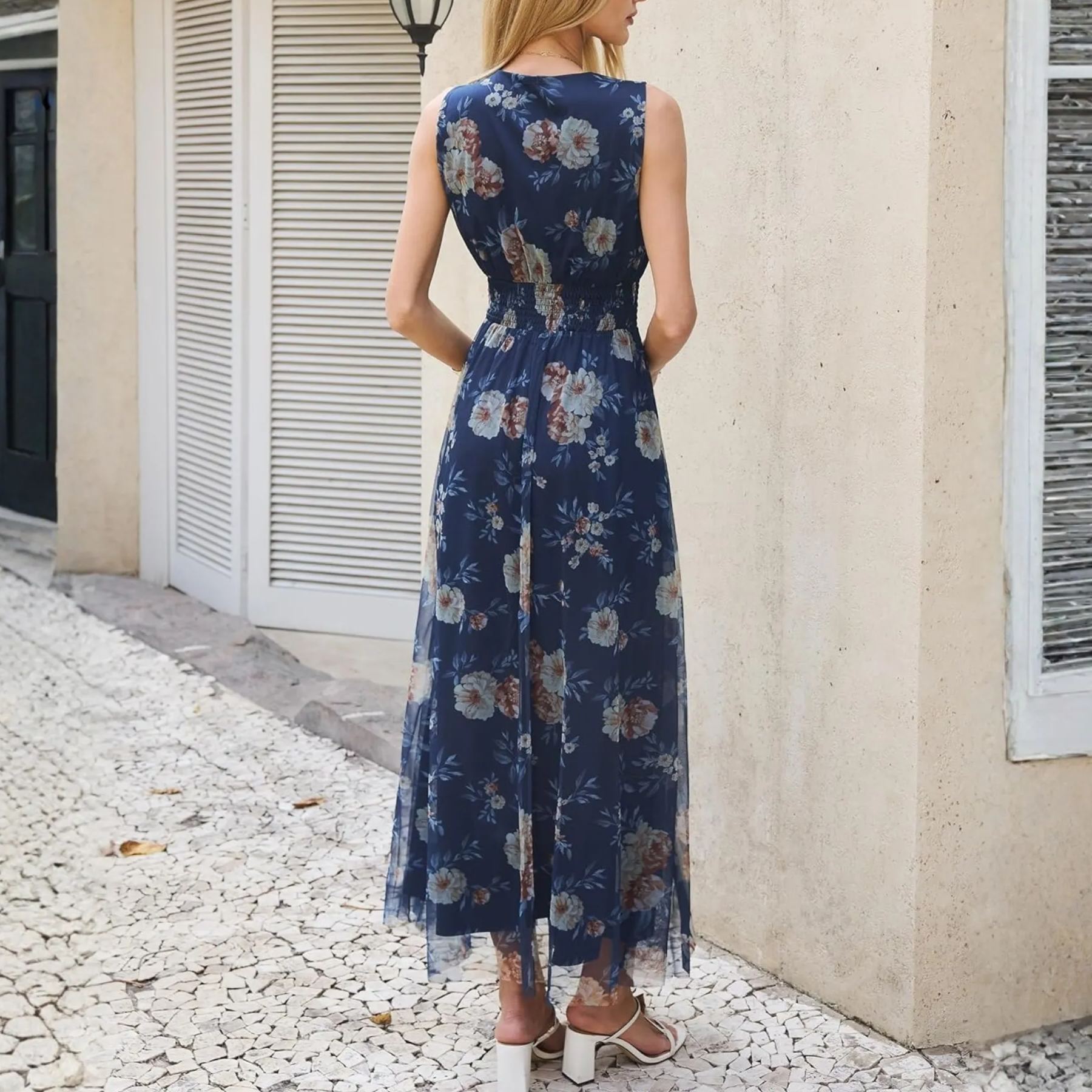 Elegant Women Floral Tulle Maxi Dress For Summer Wedding