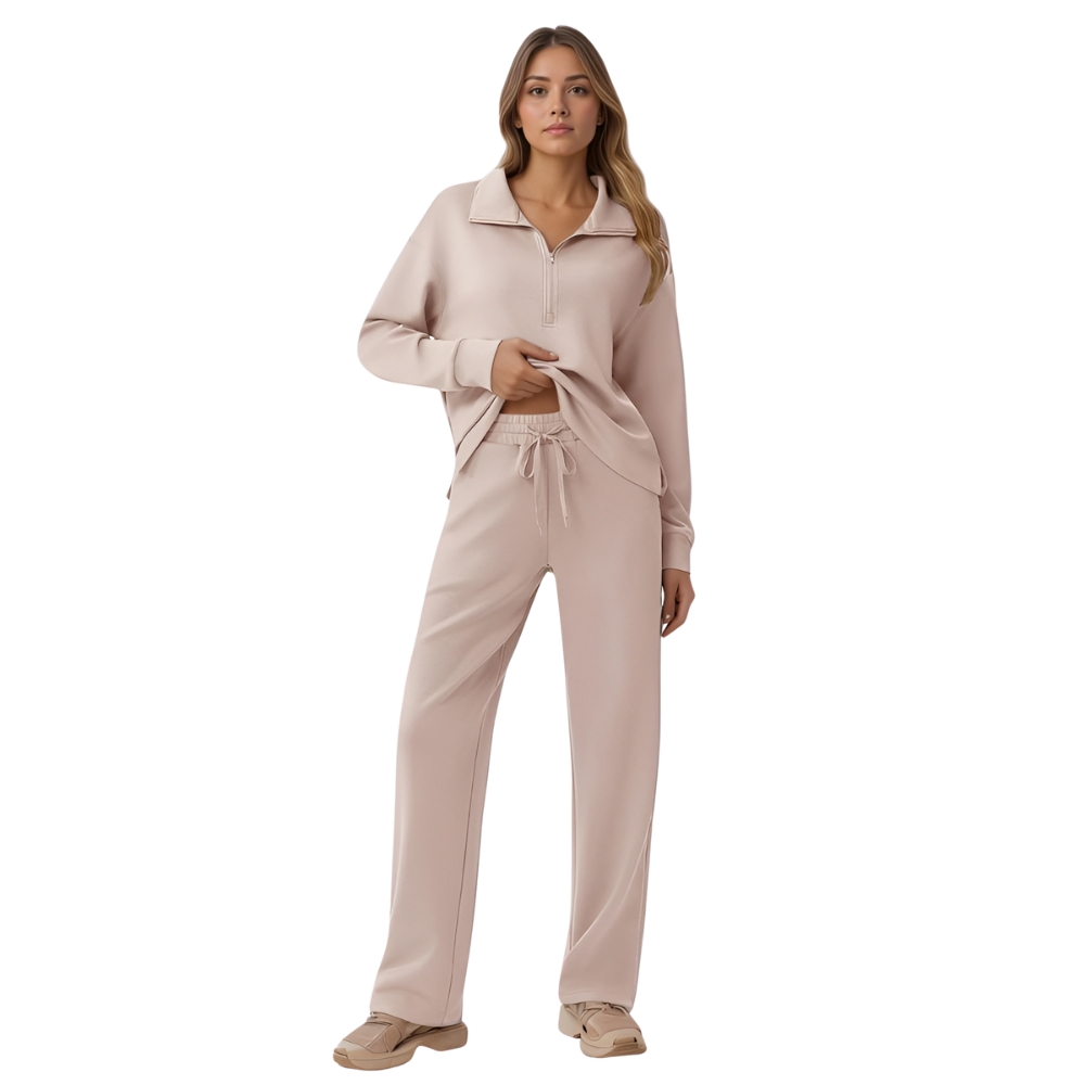 Two Piece Half Zip Sweatsuit With Loose Fit Outfit For Women