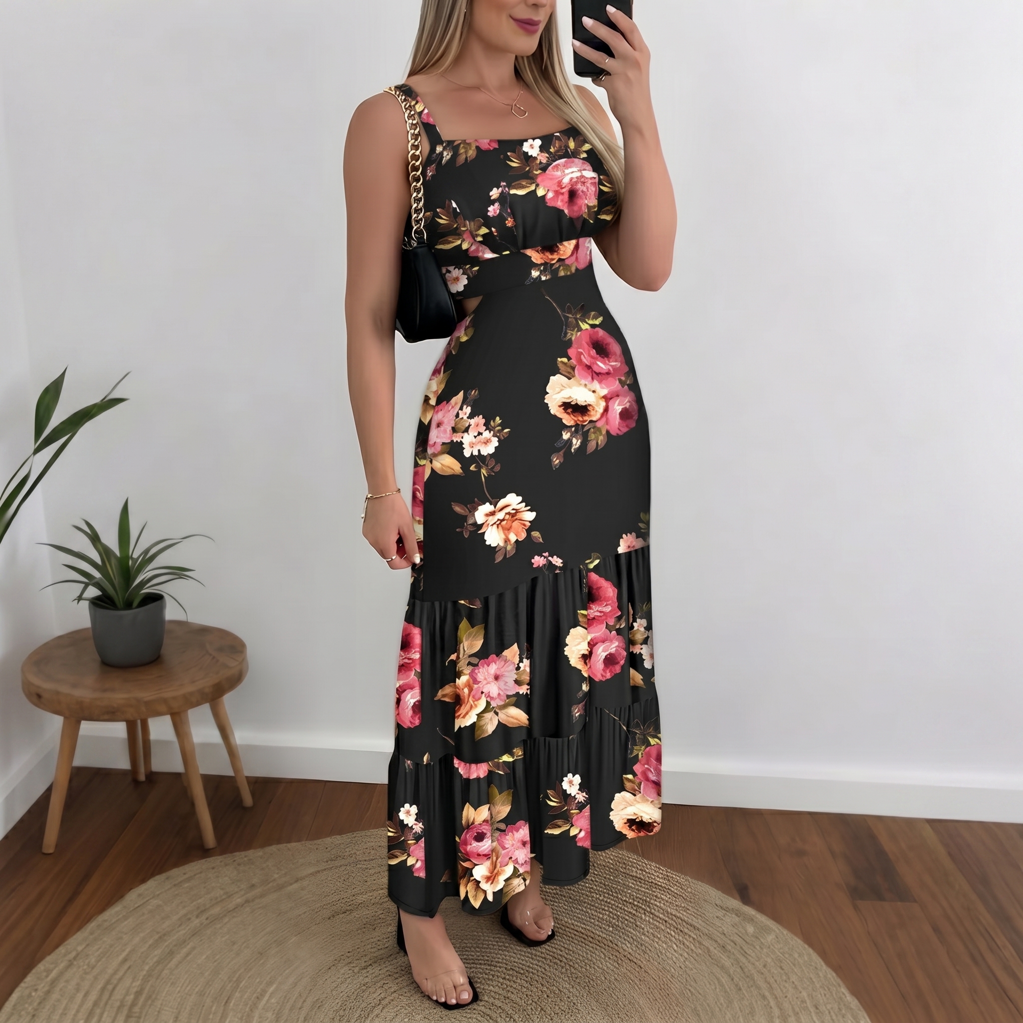 Sleeveless Floral Boho Maxi Dress for Women