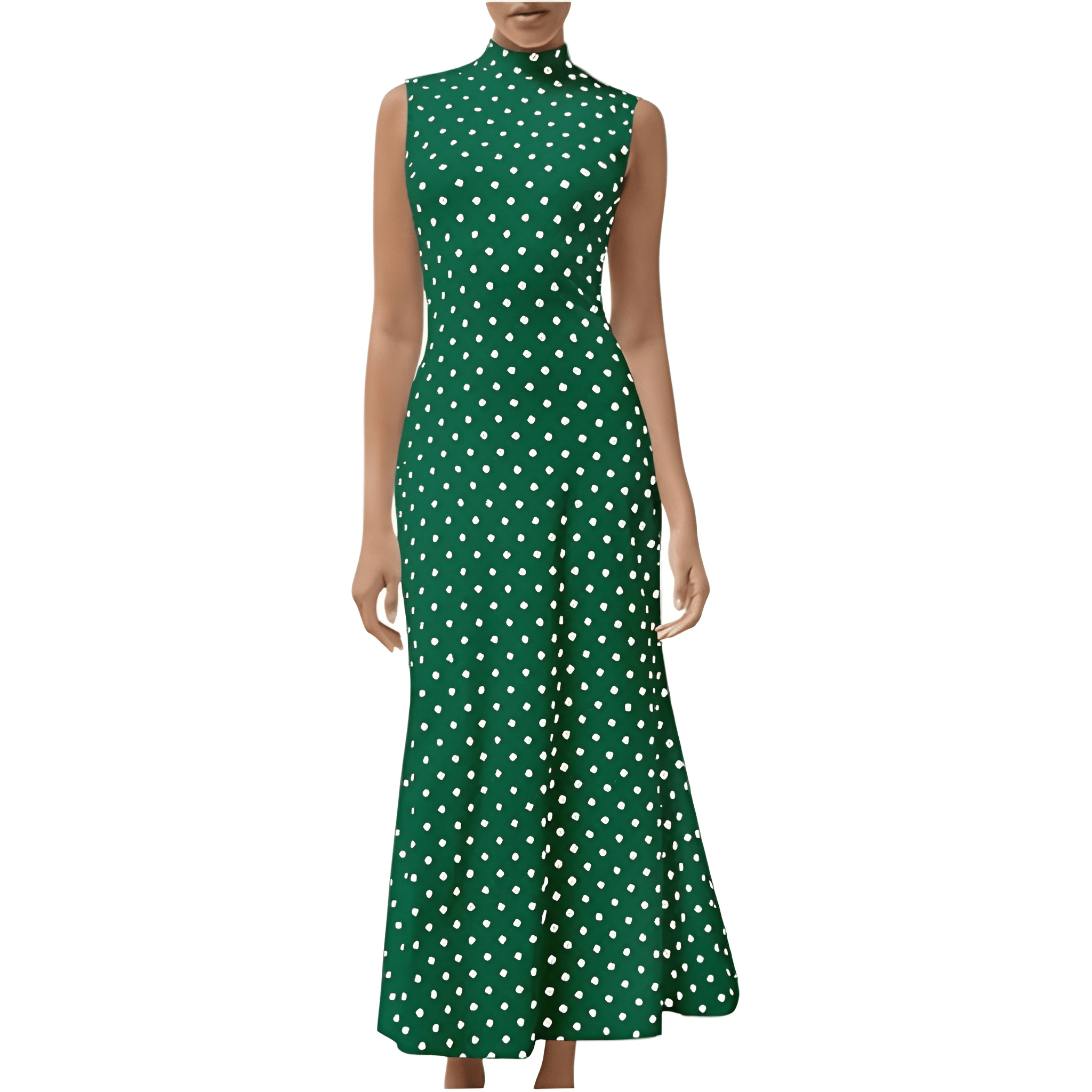 Vintage Themed Sleeveless Polka Dots Maxi Dresses For Women