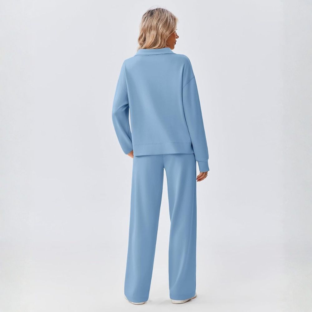  2 Piece Sets for Women 1/2 Zip Sweatsuit Loose Fit Straight Leg Pants