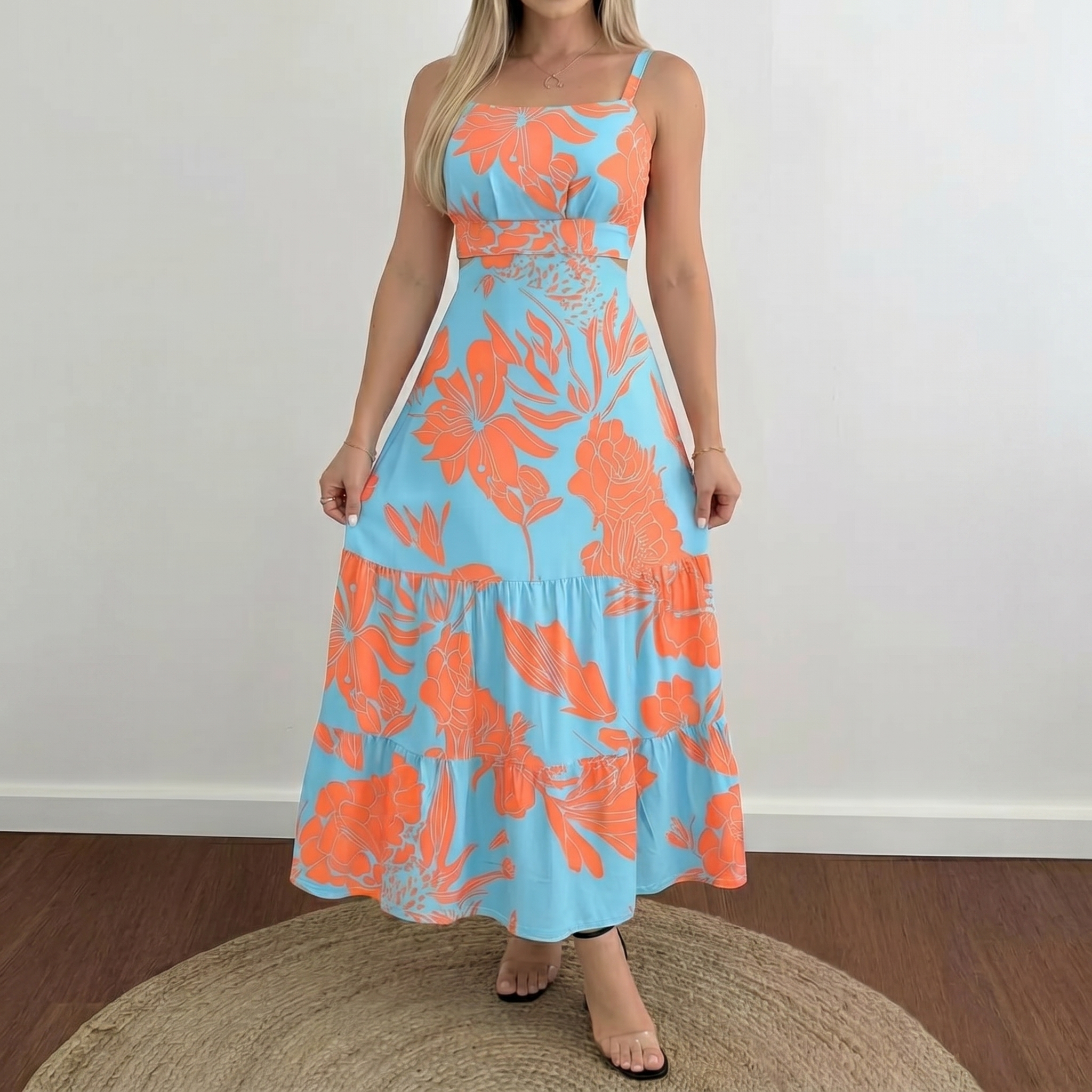 Sleeveless Floral Boho Maxi Dress for Women