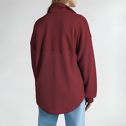 Casual Waffle Knit Half Zip Sweatshirt Pullover With Loose Fit For Women