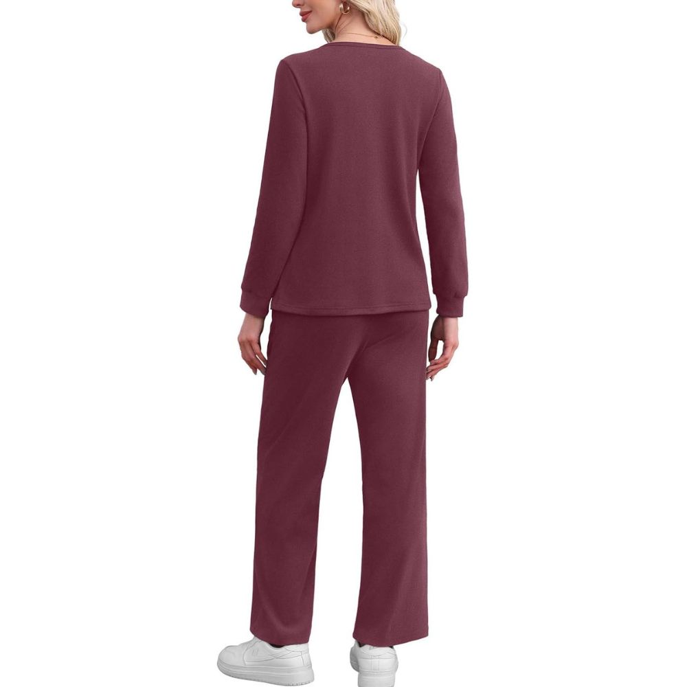 Lounge Sets for Women Two Piece - Button Down Sweatsuit Sweatpant with Pockets
