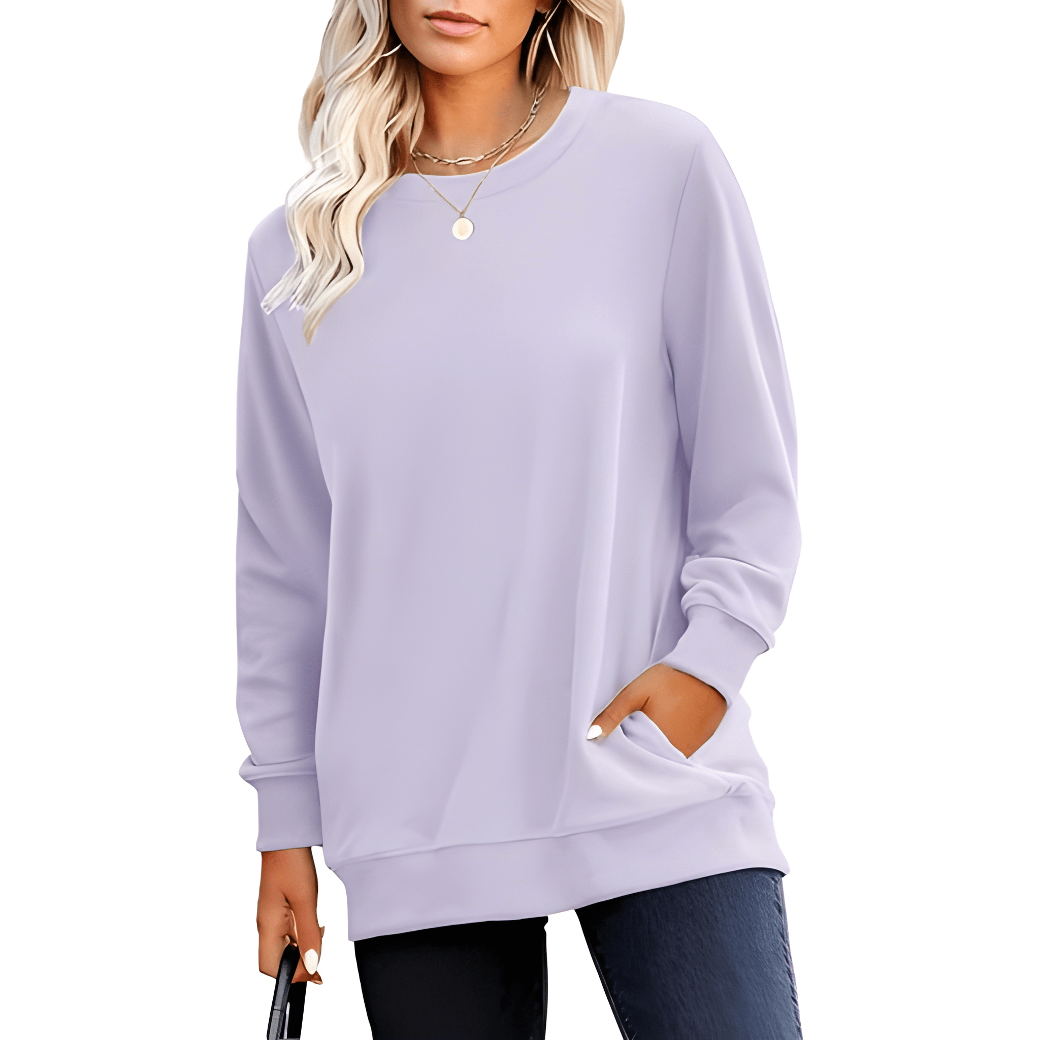 Plain Sweatshirt For Women With Pockets For Casual Style