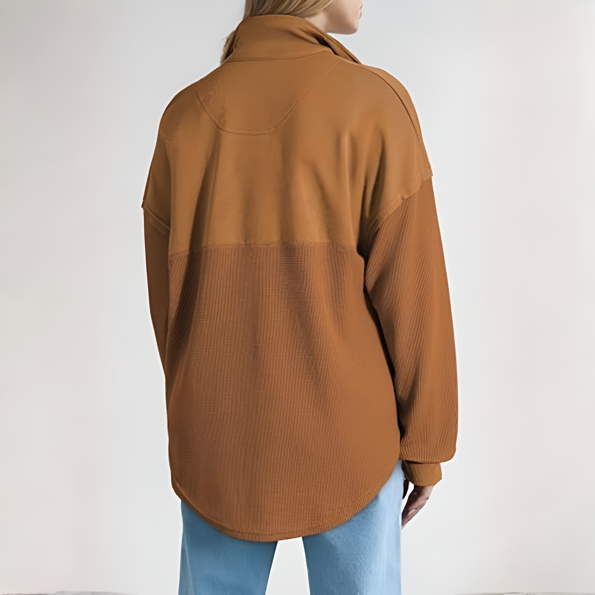 Casual Waffle Knit Half Zip Sweatshirt Pullover With Loose Fit For Women