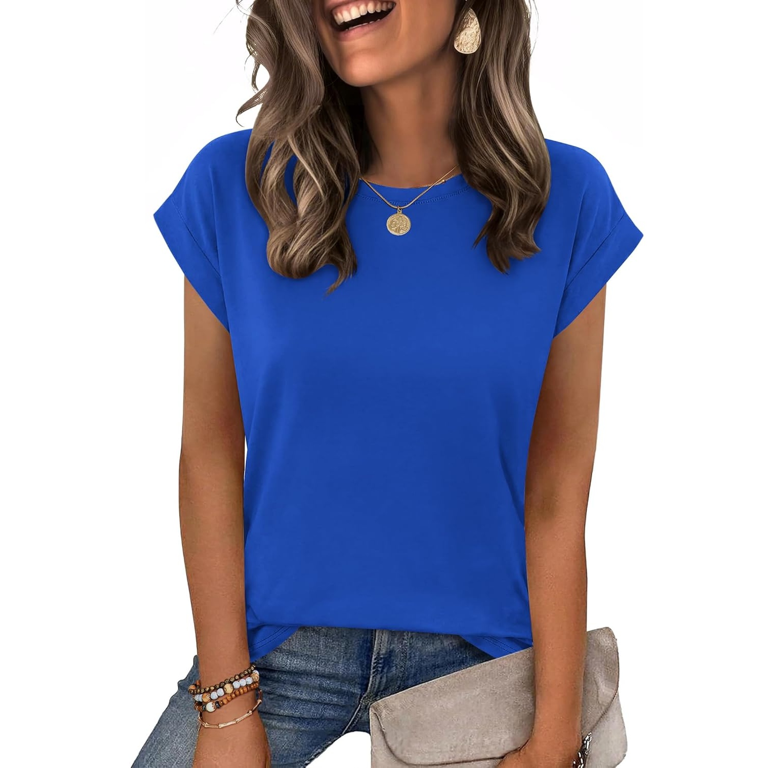 Casual Summer Sleeve Cap Sleeve Shirts For Women