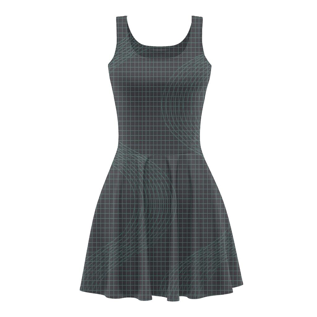 Micro Moire Grid designer pattern skater dresses