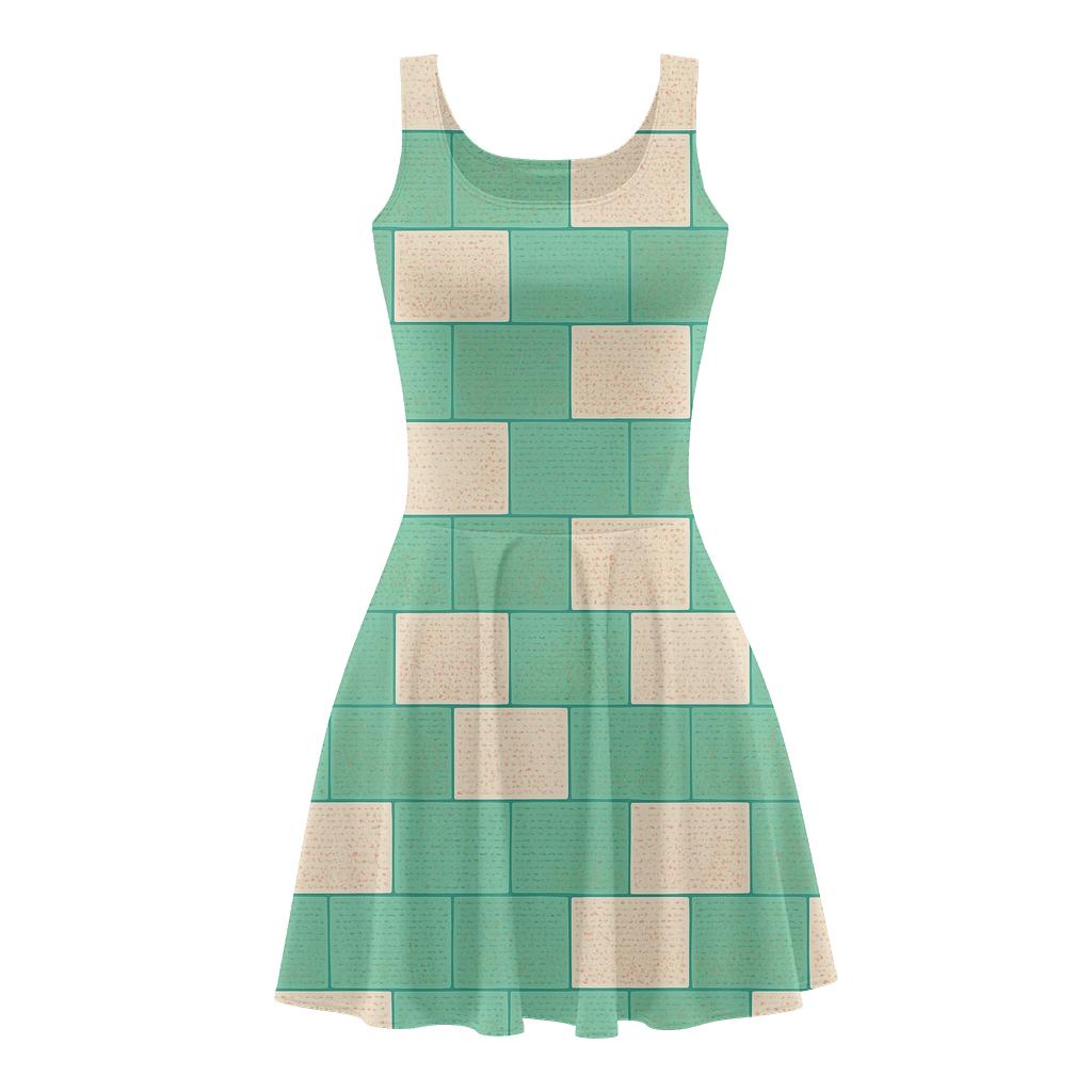 Staggered Cell Mosaic floral print skater dresses