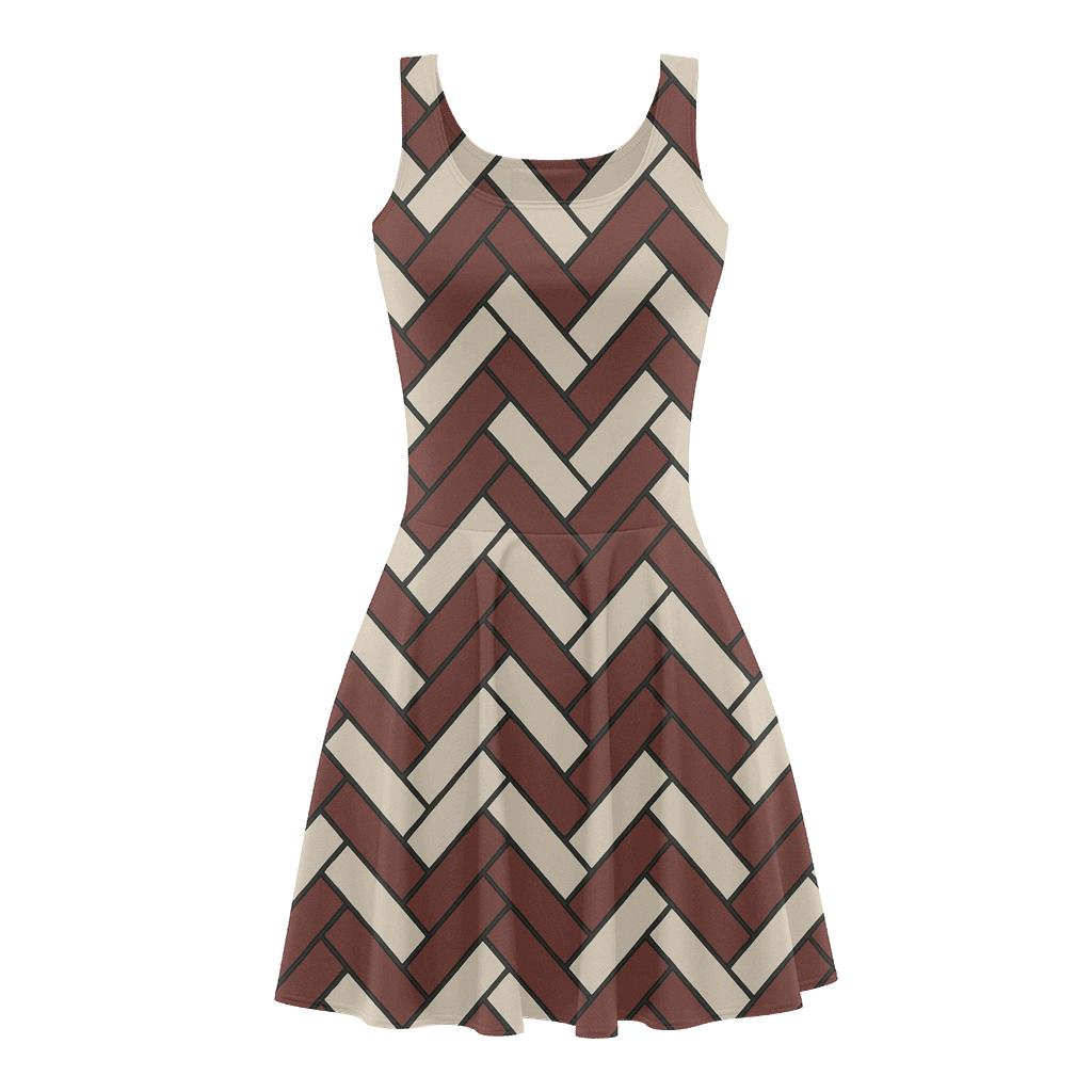Herringbone Pulse Array stylish a-line skater dresses