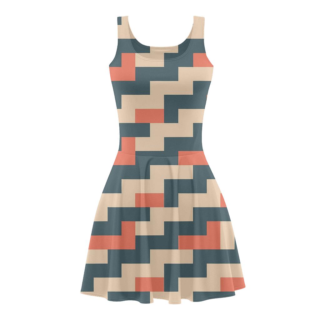 Staggered Block Chain skater dresses for occasions