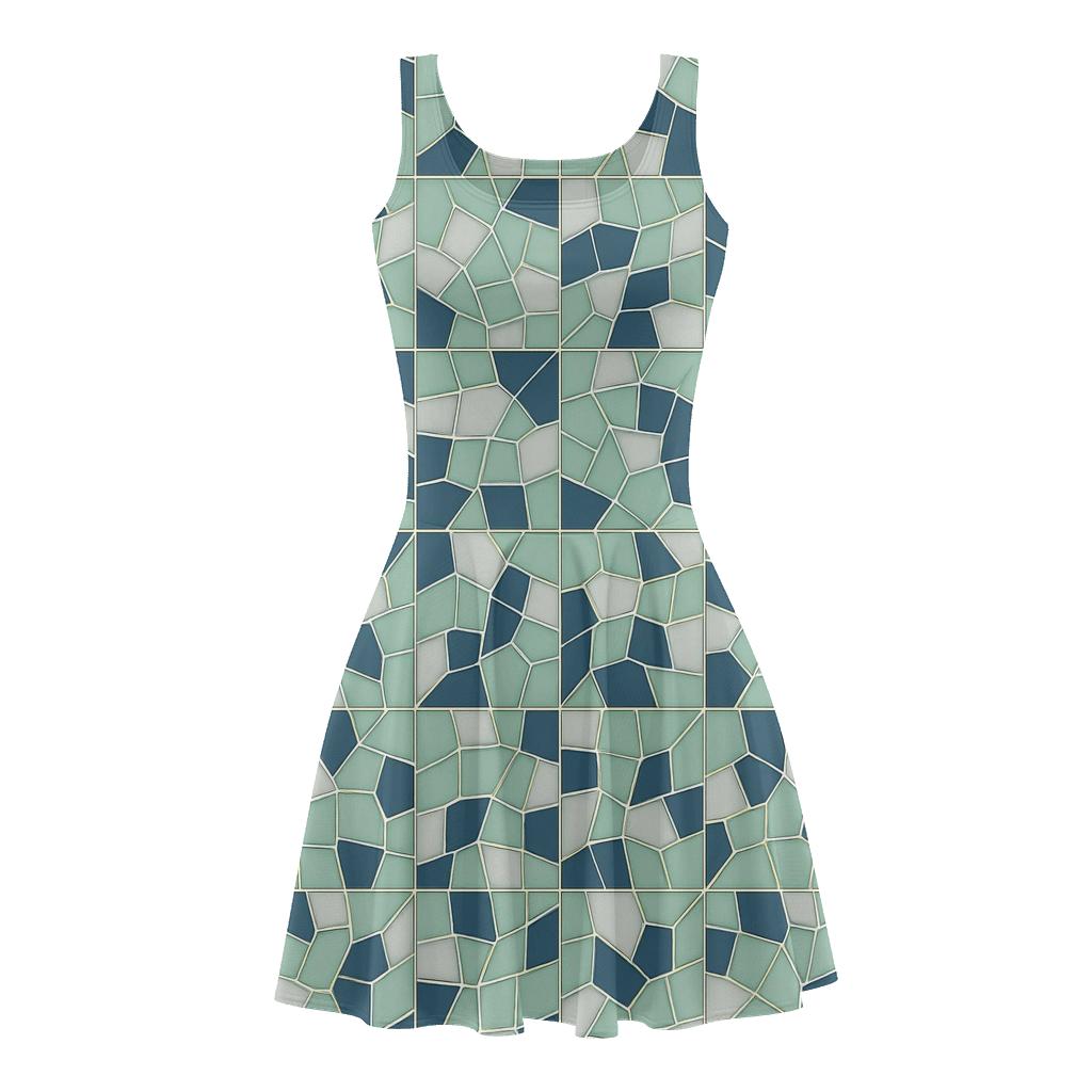 Cell Mesh Fragment stylish a-line skater dresses