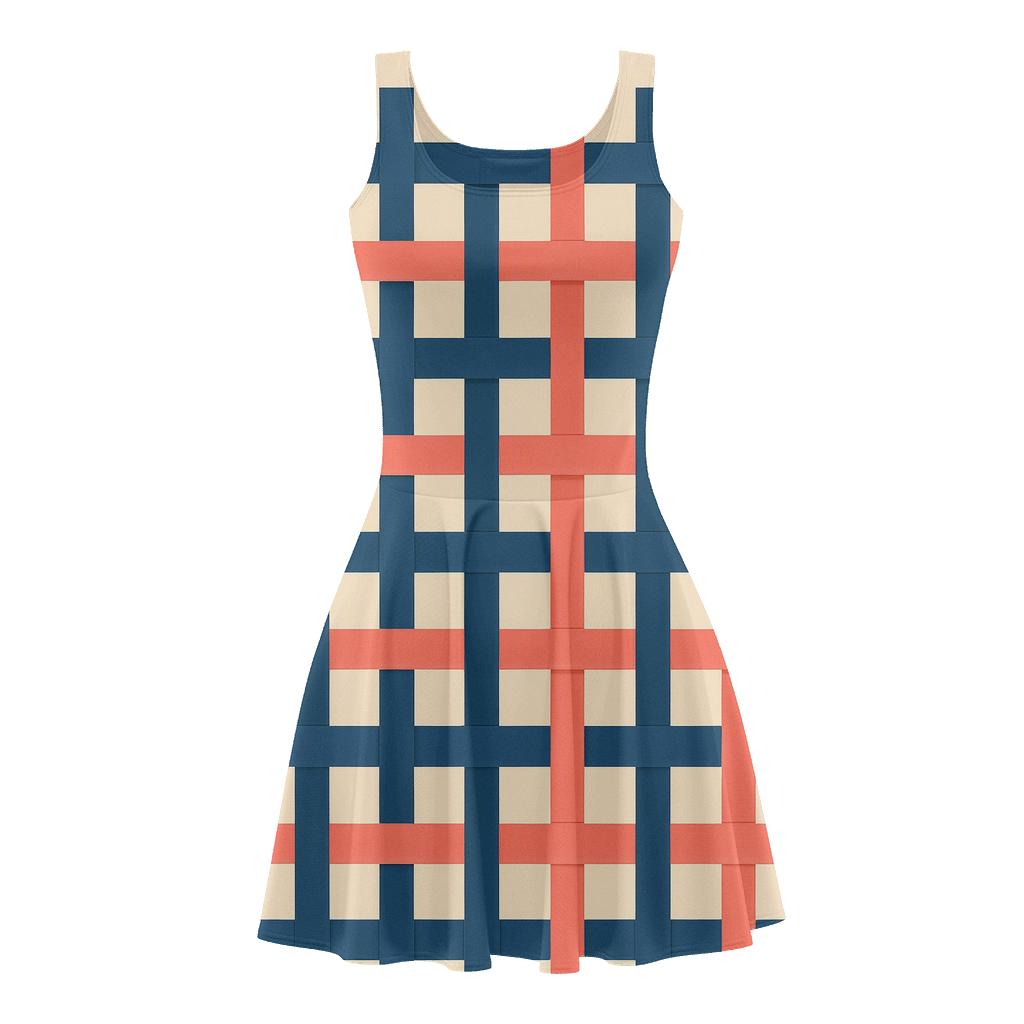 Interlaced Ribbon Matrix comfortable stretch skater dresses