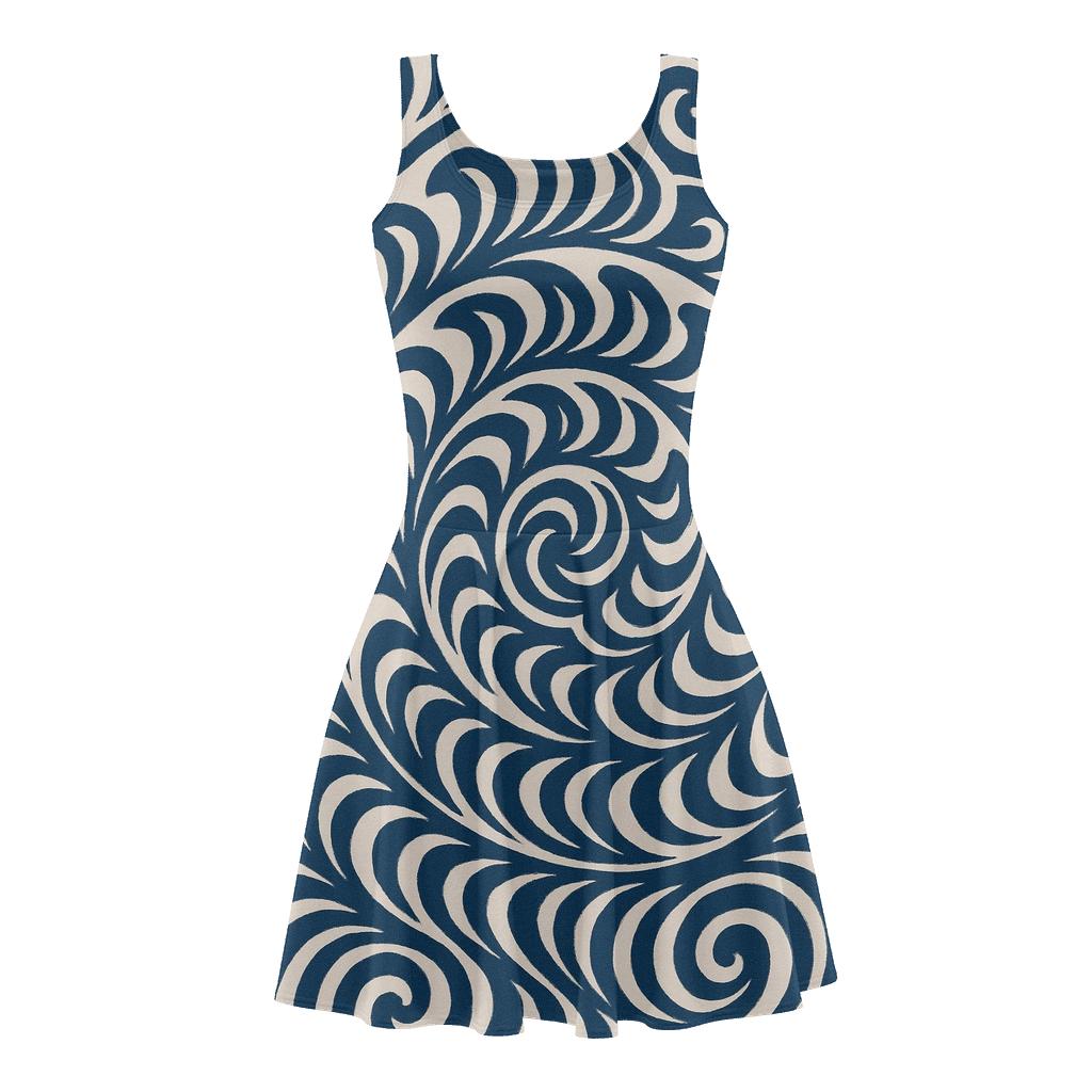 Spiral Wave Formation trendy mini skater dresses