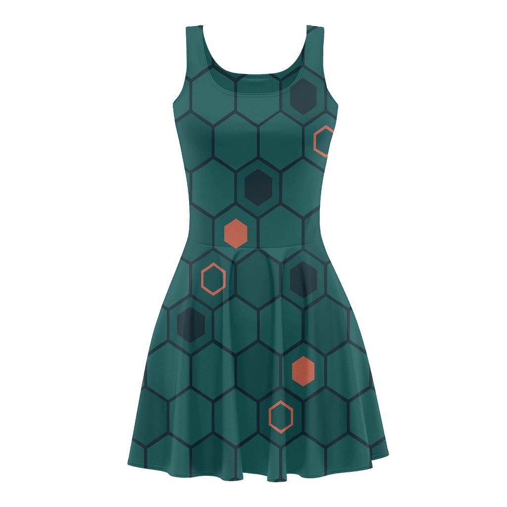Micro Hex Lattice designer pattern skater dresses
