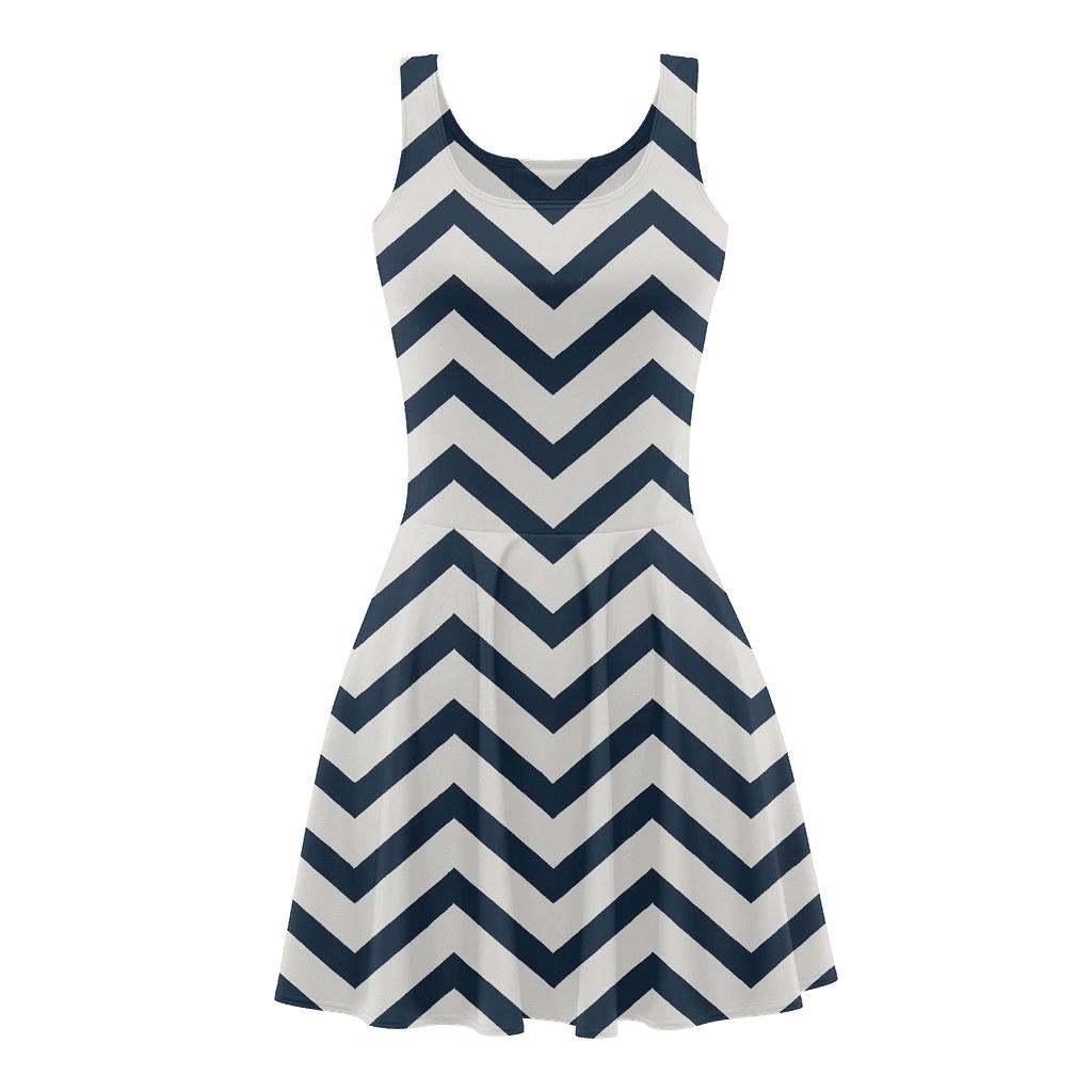 Offset Chevron Band comfortable stretch skater dresses