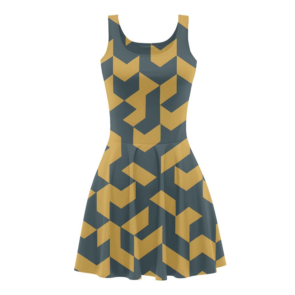 Modular Prism Grid skater dresses for occasions