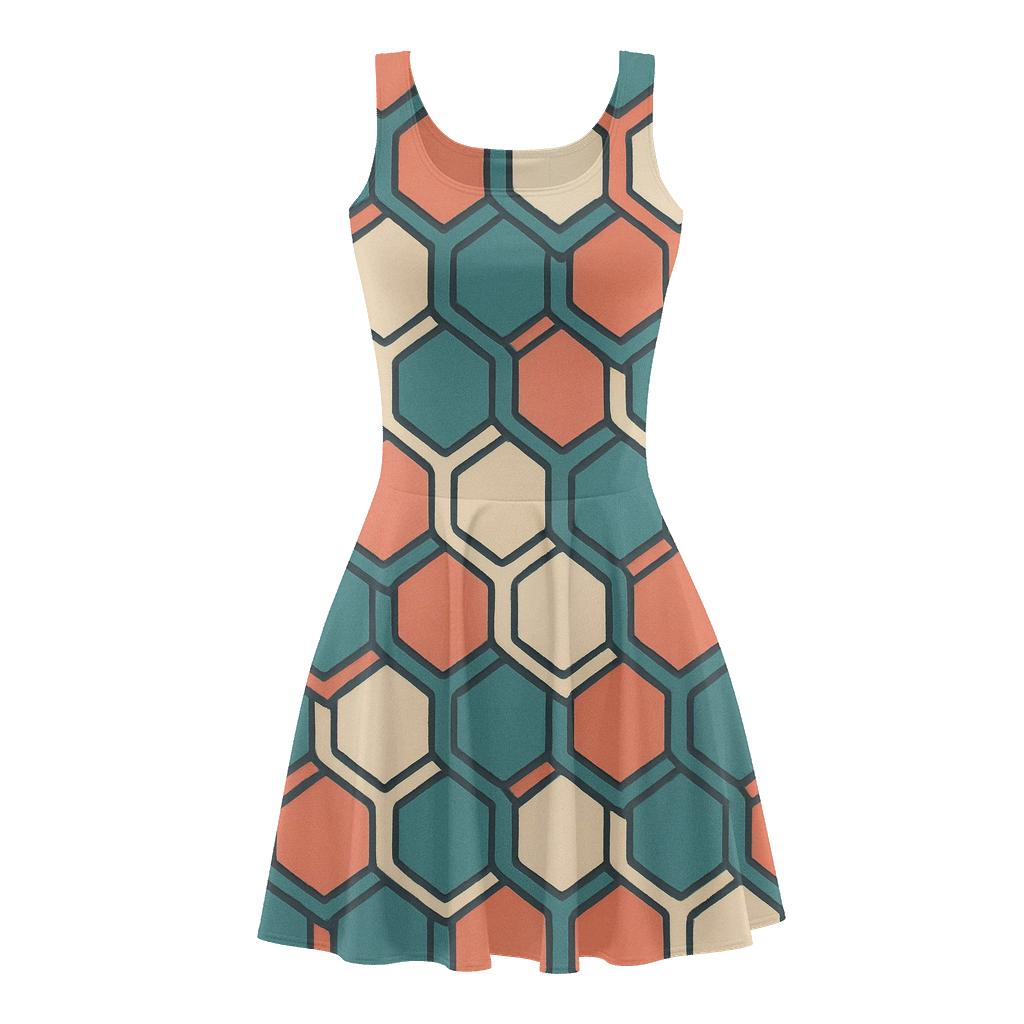 Hex Weave Mosaic designer pattern skater dresses