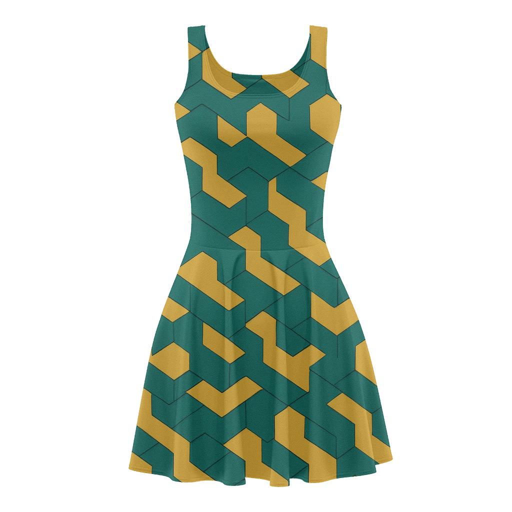 Hex Weave Oscillation trendy mini skater dresses