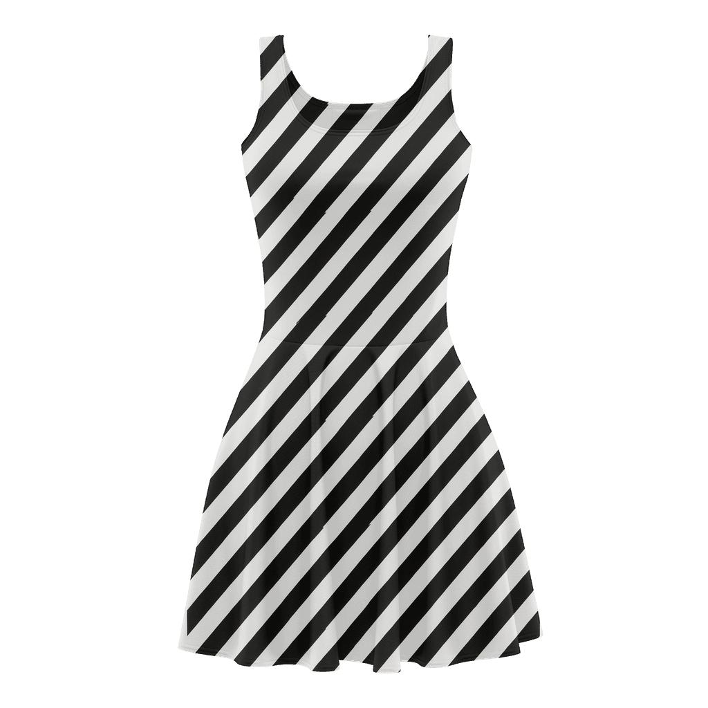 Diagonal Grid Reflux comfortable stretch skater dresses