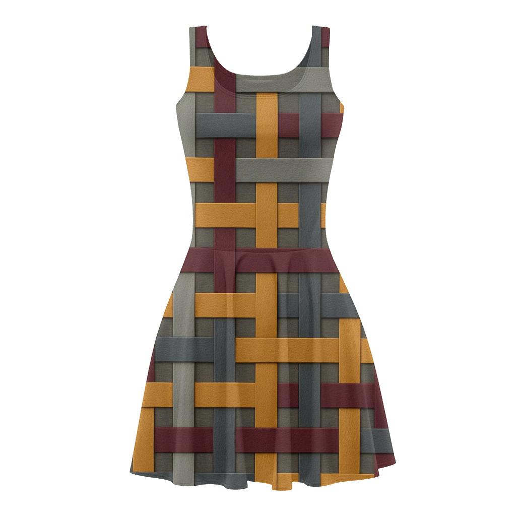 Woven Band Structure trendy mini skater dresses