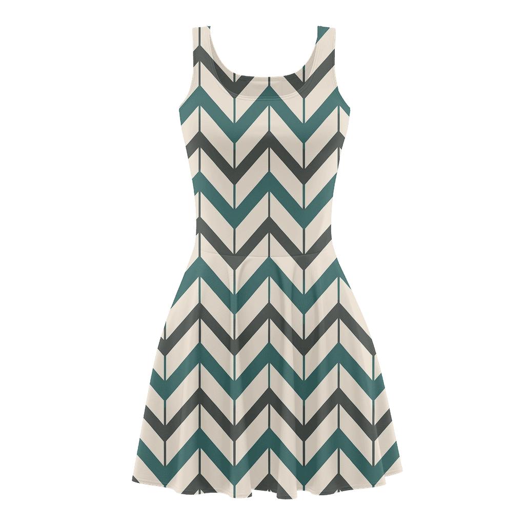 Offset Chevron Lattice comfortable stretch skater dresses