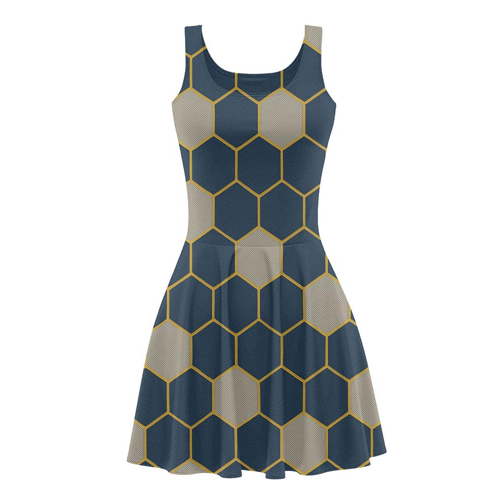 Micro Hex Weave trendy mini skater dresses