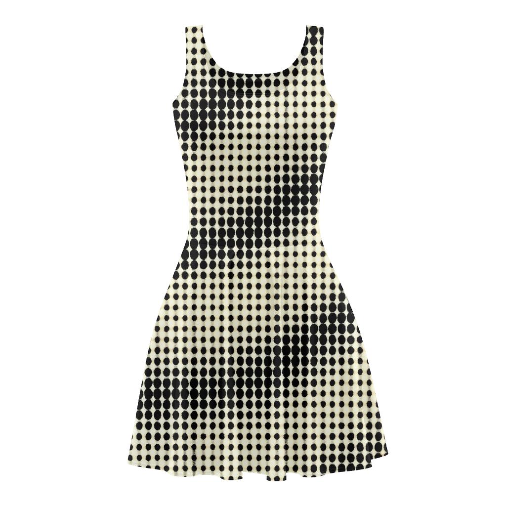 Binary Dot Interference designer pattern skater dresses